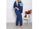 Трикотажный женский костюм больших размеров из хлопка арт. 19706-3486 (цвет синий)  Размеры 66-80