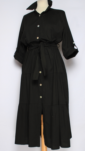 Платье - рубашка "ЯРУСЫ" малина, чёрное до р.50