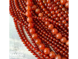 Сердолик шары 6,1-6,3/8,1-8,3/9,9-10,4/11,8-12,2/15,7-16,1 мм, цвет усилен, цена за нить 18 см