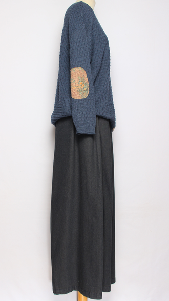 ЮБКА-БРЮКИ  джинсовая "Разрезы широкая" черная р.46-54