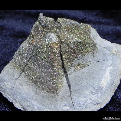 Пирит, "спектропирит", в полости конкреции. Россия. 65*35*40мм