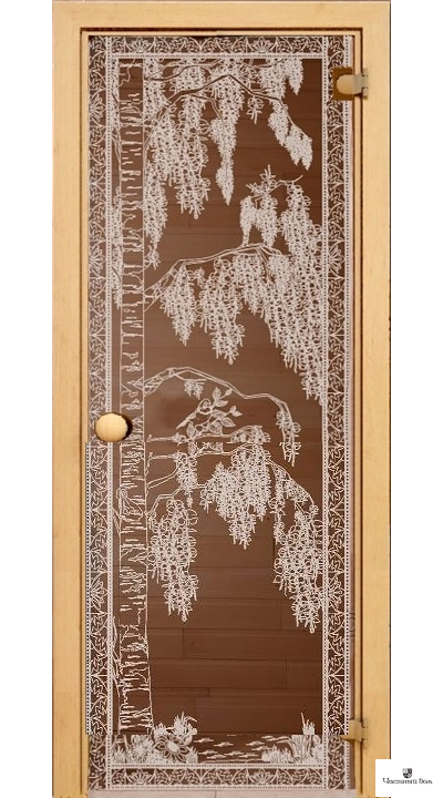 Дверь стеклянная для бани и сауны Эконом Березка бронза 6 мм 700*1900 мм