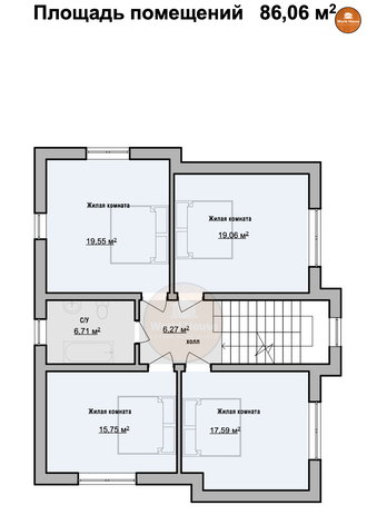 Двухэтажный дом из Газобетона с плоской кровлей и террасой - 170 м2