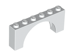 Arch 1 x 6 x 2 - Medium Thick Top without Reinforced Underside, White (15254 / 6047006 / 6106183)