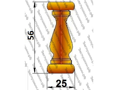 Балюстрада мебельная прямая из ясеня с балясиной 40 мм, высота изделия 56 мм. Серия "Ампир".
