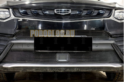 Защита радиатора для Geely Tugella 2020- black низ с датчиками