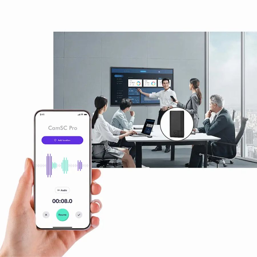 Wi-Fi аудио диктофон, встроенный регистратор, доступ с мобильного (CamSC Pro), Непрерывная запись - 