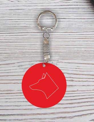Брелок с гравировкой красный талисман собака №91