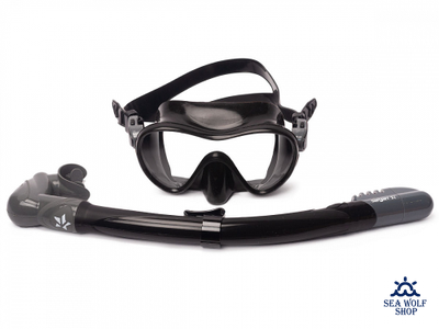 Маска для дайвинга с трубкой Sargan "АГИДЕЛЬ" черно-серый силикон, комплект