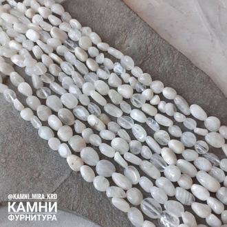 Лунный камень средняя иризация, галтовка камешки 7-10 мм, цена за нить 20 см