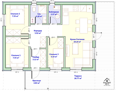 "Просторный" 9 x 7м