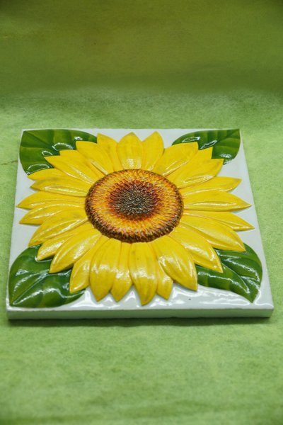 Изразцовая плитка "Подсолнухи" // 15*15