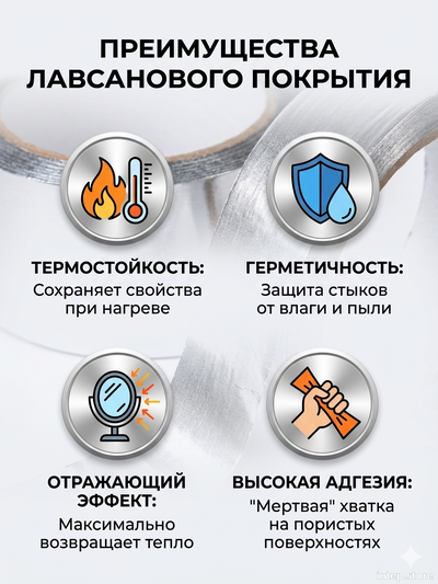 Скотч для склейки подложки, отражающий тепло, изолирующий 48Х10метров (лавсановое покрытие)