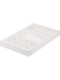 Коробка для 16 конфет + шок. плитки 160мм (белая), 300*195*30мм