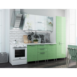 Кухня 2,1 Бьянка салатовые блёстки/фотопечать
