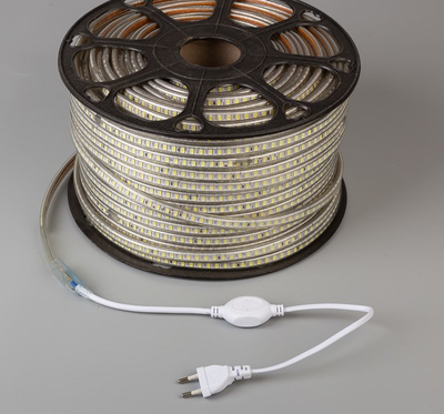 Светодиодная лента 220В, 25 Вт/м, 35 Лм/, LED120, SMD5630, IP68, теплый белый, 100метров