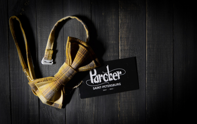 Галстук-бабочка Parcker Plaid Yellow/Dark Beige