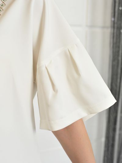 Блузка: 694-1023 вышивка Молочный