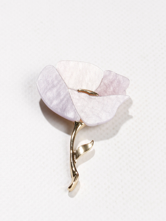 Брошь "Мак перламутровый"  розовый