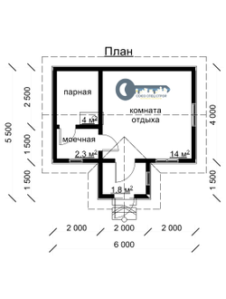 Б-06 ГАБАРИТНЫЕ РАЗМЕРЫ: (5,5Х6М) 1 ЭТАЖ, ОБЩАЯ ПЛОЩАДЬ: 27М²