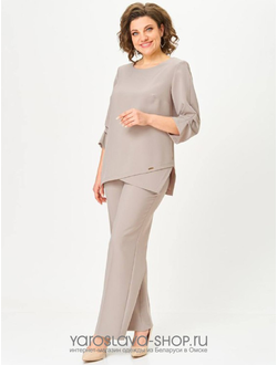 Модель: 2-079.Костюм женский, 2-х предметный брюки и блузка в бежевом цвете