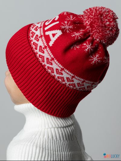 Шапка 20202-01 подклад 100% полиэстер, красный, белый 56