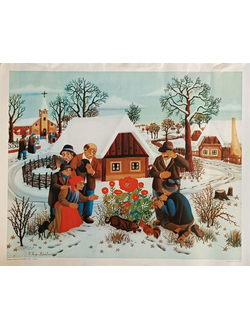 "Чудо" литография Vladimir Herceg-Pustodolcan 1974 год