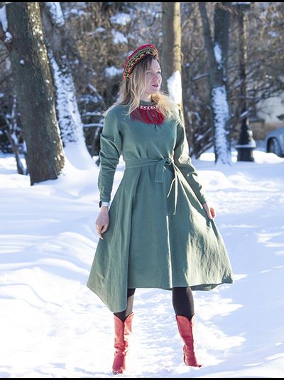 "Донское" базовое платье - укороченное, 100% крапива