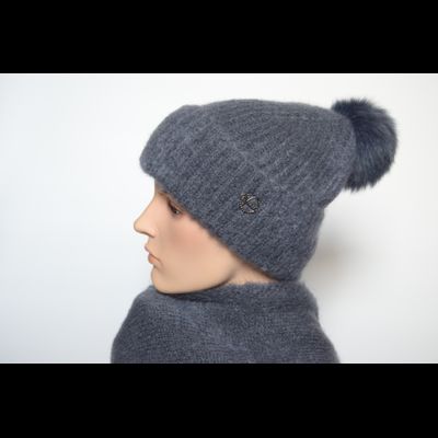 Шапка вязаная с отворотом Vizio Италия 6946 CRYO антрацитовая