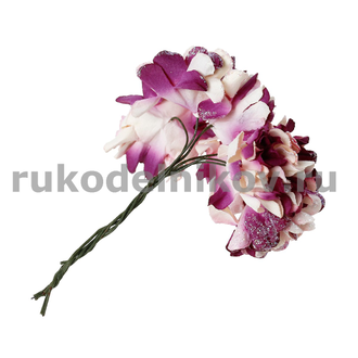 бумажные цветы "Хризантема с блестками", цвет-фиолетовый, 12 шт/уп