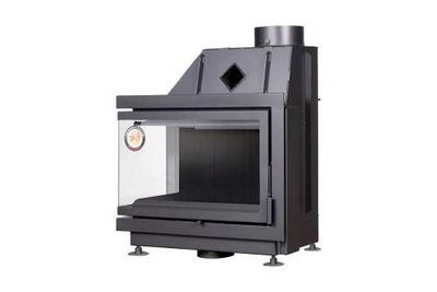 Каминная топка Альфа 700 L/LB белый/черный шамот два стекла левая, Экокамин (Россия)