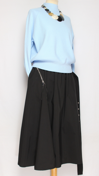 Юбка хлопок "Молния хлястик" черная до р.52