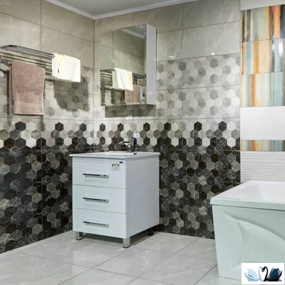 Плитка Дайкири Belani проект ванной комнаты с белым полом