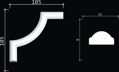 Угловой элемент DECOR-DIZAYN C1-130A к молдингу 130A, из дюрополимера, под покраску, 4шт