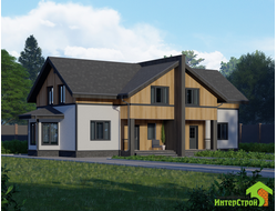 Каркасный дом на две семьи, дуплекс с тремя спальнями