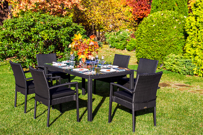 Обеденный комплект  MILANO черный на 6 персон