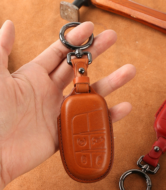 Светлокоричневый чехол для смарт ключа Jeep Grand Cherokee, Compass (4 кнопки)