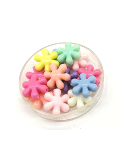 Бусины пластиковые фигурные, 12 мм цветок микс