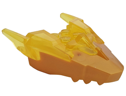 Dragon Head Ninjago Jaw Upper with Horns with Molded Pearl Gold Face Pattern, Trans-Yellow (82276pb02 / 6374528)