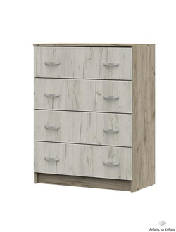 Бася (Басса) КМ 554 комод 4 ящика Крафт белый/Крафт серый