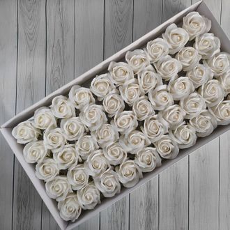 УЦЕНКА Розы из мыла "Корея" 50 шт Белый (см. доп. фото)