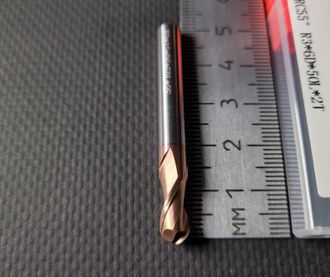 Фреза 6 мм HRC55 твердосплавная R3 радиусная 2-х зубая по стали/нержавейке/цветному металлу 12/50 мм