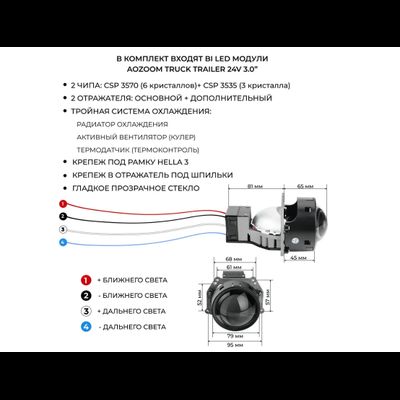 Светодиодные билед линзы для Volvo FH12 (2002-2012) Aozoom Truck Trailer 24 вольта
