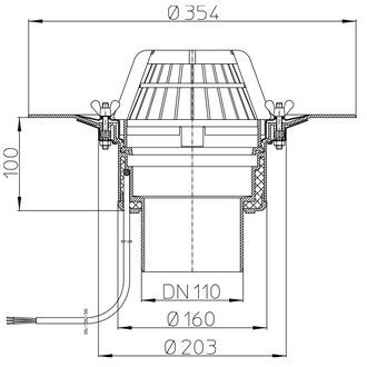 Кровельная воронка HL62.1/1 с электроподогревом DN110