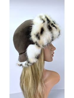 Ушанка "Север" цвет кофе + рысь