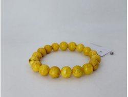 Браслет шары из белого янтаря