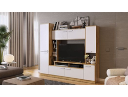 МИНИ-СТЕНКА ТОКИО Дуб крафт золотой/Белое дерево