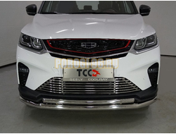 Защита передняя нижняя (двойная) 60,3/42,4 мм ТСС для Geely Coolray 2020-2024