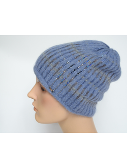 Фиолетовая вязаная женская шапка со стразами Vizio Италия 8007 CY фото