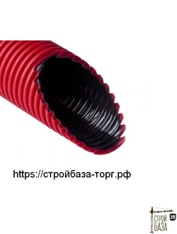 Труба двухслойная жесткая гофр. ПНД/ПНД 90/76 мм SN16 красная L=6 м.